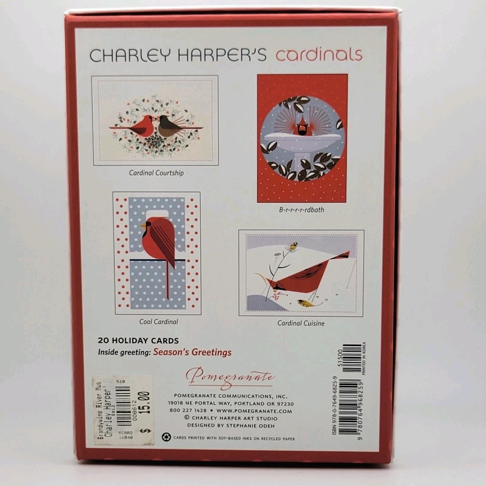 Charley Harper Cardinals Holiday Card Storage Box 7.25x5.25 Box Only - Picture 2 of 7